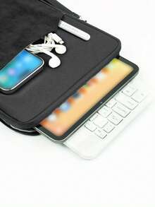 1 件涤纶材料粉色轻质拉链大容量多层电子笔记本带衬垫旅行保护套，适用于 8 英寸/11 英寸/12.9 英寸平板电脑 - 黑色 - 查看 6