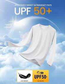 Men's Long Sleeve Shirts UPF 50+ UV Sun Protection Athletic Shirts For Hiking Running Workout Rash Guard-2025 - White - View 6