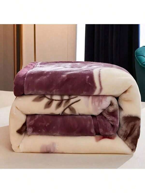 1 pezzo Coperta beige a doppio strato in raschel, traspirante, confortevole e calda, adatta per più occasioni, può essere regalata