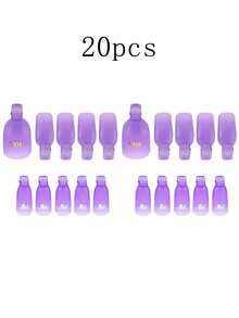 15个/10个装手指/脚趾甲油卸甲夹，可重复使用的指甲夹，用于卸除亚克力、凝胶、Shellac指甲、UV凝胶指甲油。15件套指甲油卸甲夹套装，美甲卸甲指套。 - 彩色 - 查看 10