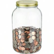 Mason Large Coin Bank With Slotted Gold Lid Holds Up To $3000 In Quarters 1 Gallon Glass Money Jar For Piggy Bank Tips Raffle Tickets And Donations Made In USA - Bình 1 gallon - Xem 1