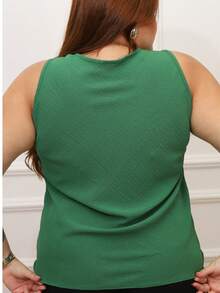 Kit Of 2 Women's Basic Social Tank Tops With Thick Straps, V-Neck, Lined In Duna Fabric - Green and Terracotta - View 3