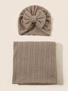 2件套新生儿婴儿襁褓毯和帽子套装，婴儿包巾毯和针织帽套装，适合0-6个月的女婴 - 彩色 - 查看 12