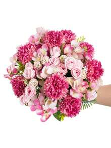 1/2/3PCS 11.81in Artificial Rose Flowers Bouquet, French Retro Rose,Ball Chrysanthemum, Small Daisies, Autumn Decor,Summer Decor, Fall Decor, Birthday Party, Party, Decoration, Wedding Flower Basket, Bride Holding Flowers, Home Decoration, Dining Room, Bedroom, Windowsill, Vase Decoration, Valentine's Day, New Year Decoration, Outdoor Garden, Start Of School Season - Hot Pink - View 7