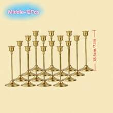 3pcs Brass Gold/Black Metal Tapered Candle Holders, Vintage Modern Decorative Centerpiece Candlestick For Fireplace, Wedding, Party, Housewarming Gift Gifts Birthday Graduation