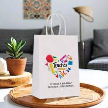 20/50 件定制开学白纸礼品袋，带手柄，个性化图片和文字，坚固耐用的包装袋，适合开学季、节假日、生日礼物 - 彩色 - 查看 2