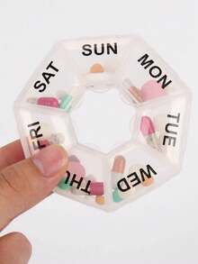 Hộp đựng thuốc hàng tuần di động | Hộp đựng thuốc chất lượng cao 7 ngày dễ mở | Hộp đựng thuốc du lịch có nắp | Hộp đựng thuốc cho vitamin, thực phẩm bổ sung và thuốc - Trong sáng - Xem 5