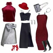 奢华时尚娃娃服装及配饰套装，适合 11.5-12 英寸时尚娃娃，1/6 BJD 娃娃衣服，经典娃娃装扮套装