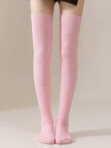 1 Paar Damen einfarbige Überknie-Socken, dicke, warme Wollmischung Strümpfe, minimalistische vielseitige Alltagsstrumpfhosen, kniehohe rutschfeste Beinwärmer, patriotisch/Unabhängigkeitstag elegante, atmungsaktive, weiche, kuschelige gestrickte Oberschenkel-Socken für Herbst/Winter - Verschiedenfarbig - Übersicht 19