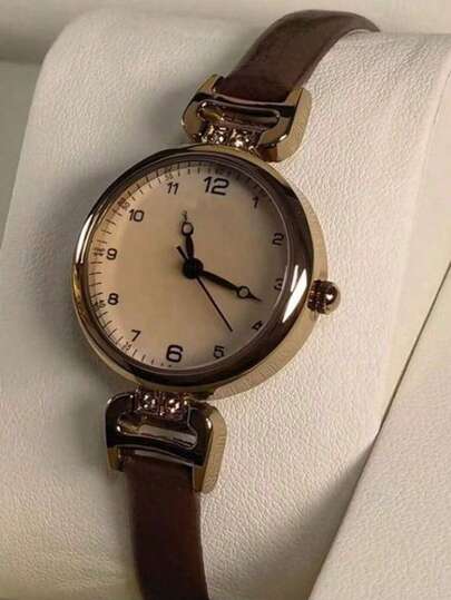 1pc Women's PU Leather Band Watch, Round Dial, Retro British Style, Niche Luxury Quartz Watch, Suitable For Holidays, Parties, Weddings, Back To School, Christmas, Thanksgiving, Halloween, Easter And Other Occasions, Best Gift For Women