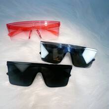 1pc/3pcs Frameless Plastic Glasses With Gradient Lens, Showcasing Personalized Style, Perfectly Fit For Women's Daily Wear, Hiking, Summer, Back To School, Tropical Beach Vacation, Suitable For All Face Shapes Shield Shape Women Fashion Glasses Shades