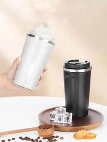 1 pieza Taza de diseño Taza de viaje aislada de acero inoxidable, Taza de café de acero inoxidable 304 de alta gama refinado con pajita, Botella de agua portátil - Multicolor - Ver 9