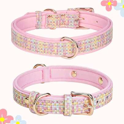 CP503-1 可爱编织图案清新风格狗项圈，舒适耐用的宠物项圈