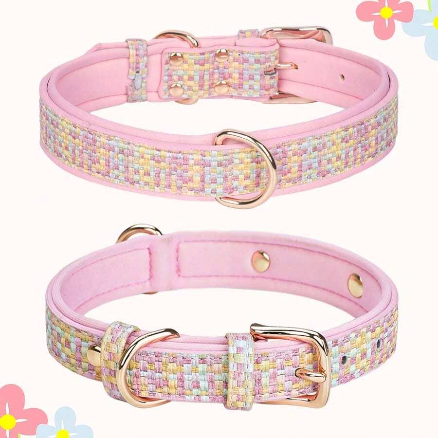 CP503-1 可爱编织图案清新风格狗项圈，舒适耐用的宠物项圈