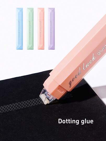 4pcs Gradient Color Glue Tape, Pen Type Double Sided Adhesive Dot Tape Roller Dispenser Runner, For Memo Diary Craft DIY Handwork Scrapbook Tape, Student Back To School Office