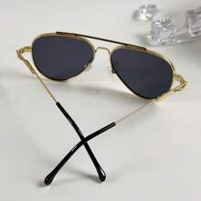 1 件复古青蛙风格时尚眼镜，适合驾驶，欧美风格飞行员形状墨镜 - 彩色 - 查看 6