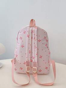 1 件开学蝴蝶结图案背包，大容量学生包，带笔记本电脑隔层书包，可调节肩带书包，休闲轻便旅行背包，非常适合女孩/青少年/学生/毕业生，适合日常使用、郊游、旅行、学校和开学