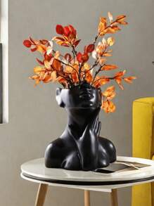 1pc Gold Resin Flower Vase, For Decoration, Flower Arrangement, Beauty Tool & Stationery Storage, Modern Simple Vase, Suitable For Home Decor, Living Room Tabletop