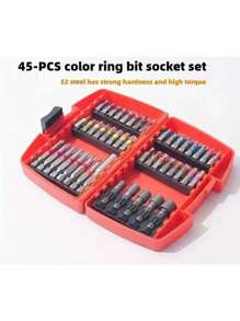 45pcs Screwdriver Bit Set, Colorful Anti-Counterfeiting Bits, Screwdriver Drill Bit Set With Box, Electric Screwdriver Bit Kit, Portable Steel Magnetic Long Drill Bit Set, Hex & Cross Head, Suitable For Home & Professional Use
