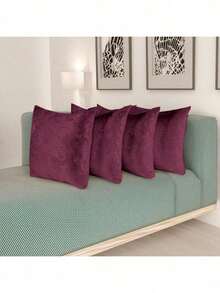 Kit Of 4 Decorative Cushion Covers With Jacquard Zipper - Burgundy - View 1