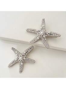 2pcs Ocean Theme Hair Accessories For Women - Starfish Hair Clips, Pearl Starfish Hair Clamp, Side Clamps Duck Clips, Beach Vacation Style Decorative Hairpieces, Claw Clips, Hair Claws, Hair Slide, Hair Barrettes, Alligator Hair Clip, School Stuff, Pearl Hair Accessories