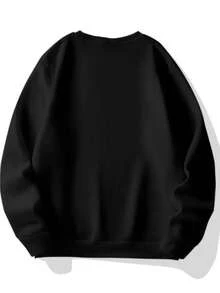 Unisex Round Neck Coat Winter Fashion Outerwear Women Men Old Money Cold Weather Blouse - 黑色 - 查看 2