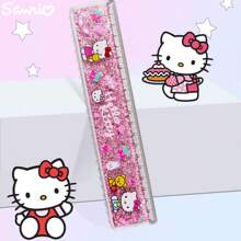 Sanrio قطعة واحدة مسطرة سانريو ذات نمط موجي من الغليتر السائل، مسطرة كرتونية جميلة بطول 20 سم (نمطين عشوائيين)