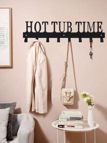 رف منشفة مثبت على الحائط ب- 8 خطاطيف، قطعة واحدة باللون الأسود | للمناشف والأردية والمعاطف والحمامات الساخنة والأماكن الخارجية والفنادق والمنتجعات والمسابح ومراكز الصحة المنزلية