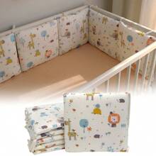 Barrera de seguridad para bebé, Cubierta de barandilla de cuna para bebé, Juego de ropa de cama para bebé, Cojines de esquina para cuna, Almohadillas protectoras de colores variados (6 piezas)