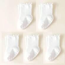 5双/包 宽松荷叶边袖口女婴袜子，0-5岁 - 彩色 - 查看 5