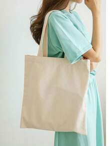 10个/套 时尚可重复使用帆布手提袋，手提包，单肩包，托特包，米色帆布包，可折叠可重复使用布艺手提袋，DIY彩绘帆布包，简约大号学生书包，化妆包，旅行必备，沙滩包，邮轮必备，健身包，情人节礼物（女士），学校帆布包 - 彩色 - 查看 2