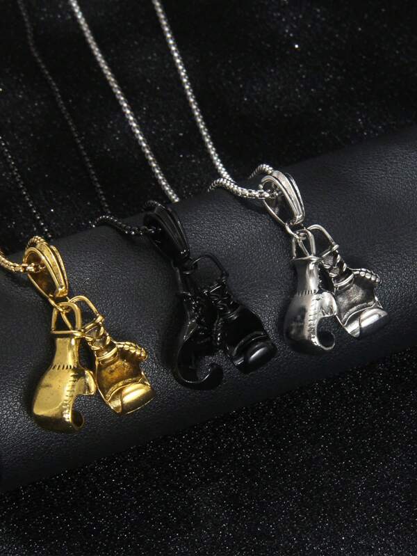 Vintage Creative Stainless Steel Necklace, Men's Unique Boxing Glove Pendant, Niche Fitness Sweater Chain