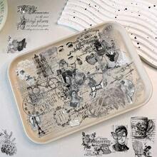 50Pcs Vintage Black And White Poster Stickers With Transparent PET Cut, Featuring Roman Numerals, Floral Patterns, Butterflies And Birdcages, Perfect For DIY Diaries, Clipboards, Mobile Phones