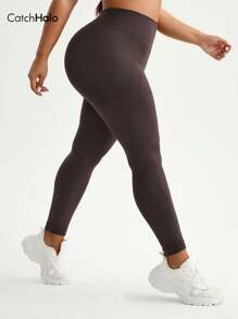 Catch Halo Leggings de yoga sin costuras talla grande - Bragas de cintura alta con cintura ancha para control de abdomen y levantamiento de glúteos Brazaletes de estiramiento de 4 vías y secado rápido y a prueba de sudor y calado + Leggings deportivos de fuerte soporte para gimnastas, yoga, pilates, correr (Crown, 1XL~3XLS)