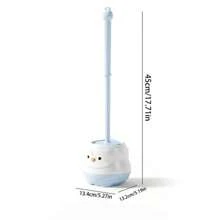 Diseño de dibujos animados lindos Cepillo de inodoro con soporte, cepillo de inodoro de baño montado en la pared, cepillo de mango largo para una limpieza a fondo