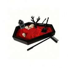 1 套个性化桌面装饰竹耙沙盘、万圣节沙盘装饰、微景观沙盘工艺品、7 件万圣节和圣诞树装饰 - 亚克力哥特式蝙蝠悬挂装饰，用于节日展示，无需电源，无羽毛配件，适用于家庭和派对装饰