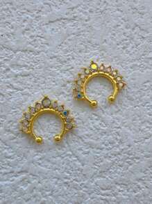 5/4/1 Multicolor Copper Diamond-Studded Nose Ring, Nose Stud Body Piercing No Hole Nose Jewelry Nose Clip Ear Clip Dual-Purpose Accessory With Size Marking For Clear Product Identification