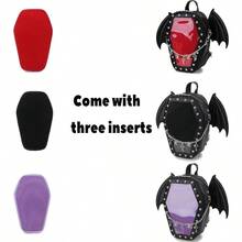 Goth Coffin Backpack With Detachable Bat Wing Halloween Coffin Ita Punk Shoulder Bag For Enamel Pins DisplaySkull ChainBlack-0029 - SkullChainBatWings-black - View 5