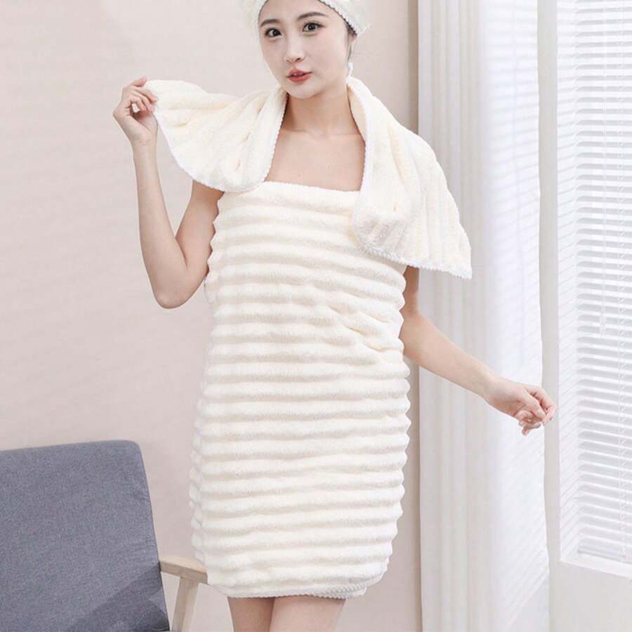 1-2 件云朵般柔软珊瑚绒浴巾，加厚沐浴巾，适合美容院家居浴室 - 彩色 - 查看 1