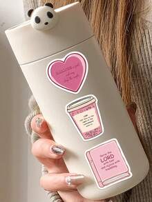 50pcs Pink Bible Jesus Graffiti Scripture Creative Stickers Decorative Mobile Phone Case, Water Cup, Guitar, Computer Waterproof Decals