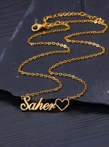 1pc Customized Hollow Name Necklace, Personalized Stainless Steel Gold Hollow Name Necklace, Wedding Jewelry Gift, Valentine's Day, Mother's Day Gift. Multifunctional, Decorative, Exquisitely Carved, Fashionable, Clean, Colorful, Modern, Cute Customized, Unique Selected Good/ Ideal Gift, Suitable For Him, Family, Friends, Daughter, Son, Her - Multicolor - View 5