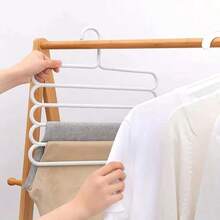 (5pcs)Clothes Hanger Set  Household Trousers Scarf Storage Multilayer 5 Layers Storage Rack Pants Hangers Clothes Hanger Trousers Hanger Hangers For Closet Organizer(White) - trắng - Xem 8