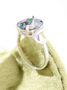 1 件女士复古创意优雅闪亮四爪仿锆石鸽蛋形戒指，适合婚礼、订婚、情人节、毕业典礼、周年纪念和旅行 - 878 - 查看 4