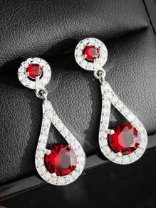 MOONSO 1 Pair Elegant Teardrop Hollow Out Design Women Stud Earrings, For Wedding, Party, Gift-Giving E514