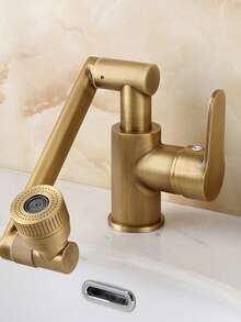 NVHUANGSHIJIA Solid Brass Retro Swivel Spout Faucet French Style Bathroom Basin Mixer Tap (Hot & Cold) - Multicolor - View 3