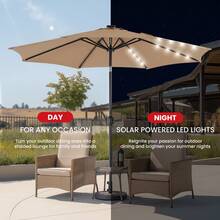OLIXIS Upgrade 10 FT LED Outdoor Patio Deck Umbrella With 32 Solar Lights, Tilt & Crank, UV-Resistant And Waterproof Table Umbrella For Pool, Beach, Market And Restaurant - Khaki - View 7