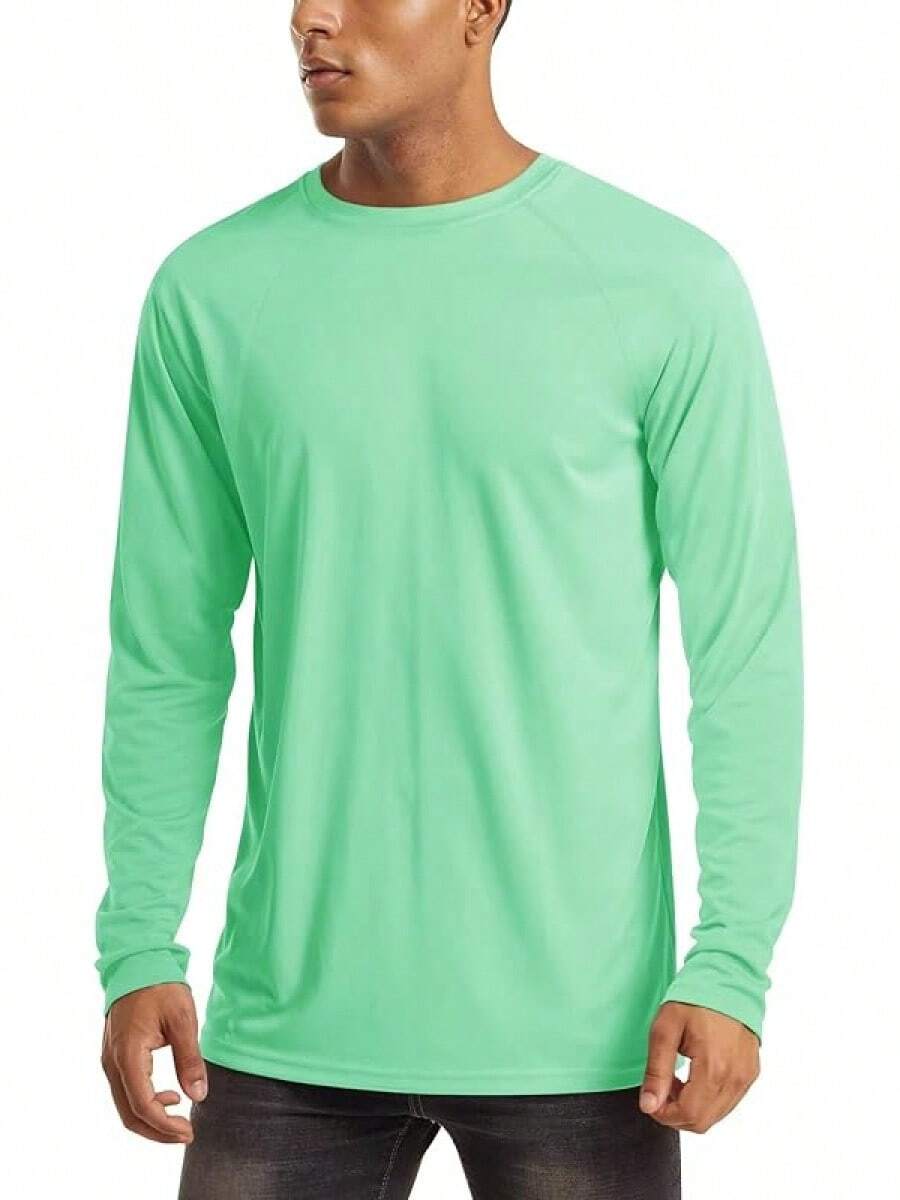 Men's Long Sleeve Shirts UPF 50+ UV Sun Protection Athletic Shirts For Hiking Running Workout Rash Guard-2025 - Beach Glass - View 1