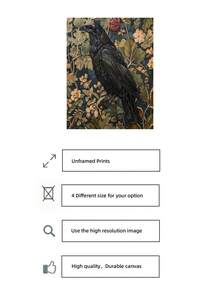 1pc Frameless Vintage Crow Wall Art Gothic Victorian Bird Print With Dark Academia Style & Medieval Botanical Motifs, Rustic Room Decor For Bedroom/Dorm/Party, Perfect Gothic Gift For Back To School Funky Posters, Wall Prints - Multicolor - View 5