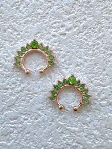 5/4/1 Multicolor Copper Diamond-Studded Nose Ring, Nose Stud Body Piercing No Hole Nose Jewelry Nose Clip Ear Clip Dual-Purpose Accessory With Size Marking For Clear Product Identification