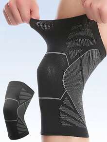 AOLIKES 1pc Knee Compression Sleeve For Men And Women, Knee Support For Running, Weightlifting, Workout, Basketball, Workout, Sports - Black - View 1